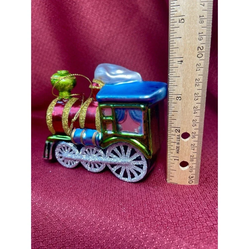 Robert Stanley Train Christmas Ornament Glass Hand-Painted Engineer Locomotive